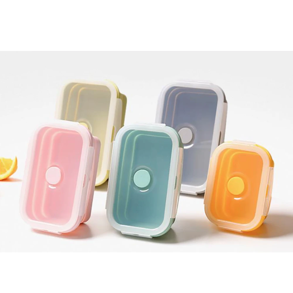 Силиконовый складной Ланч бокс контейнер для хранения пищи Портативный Bento