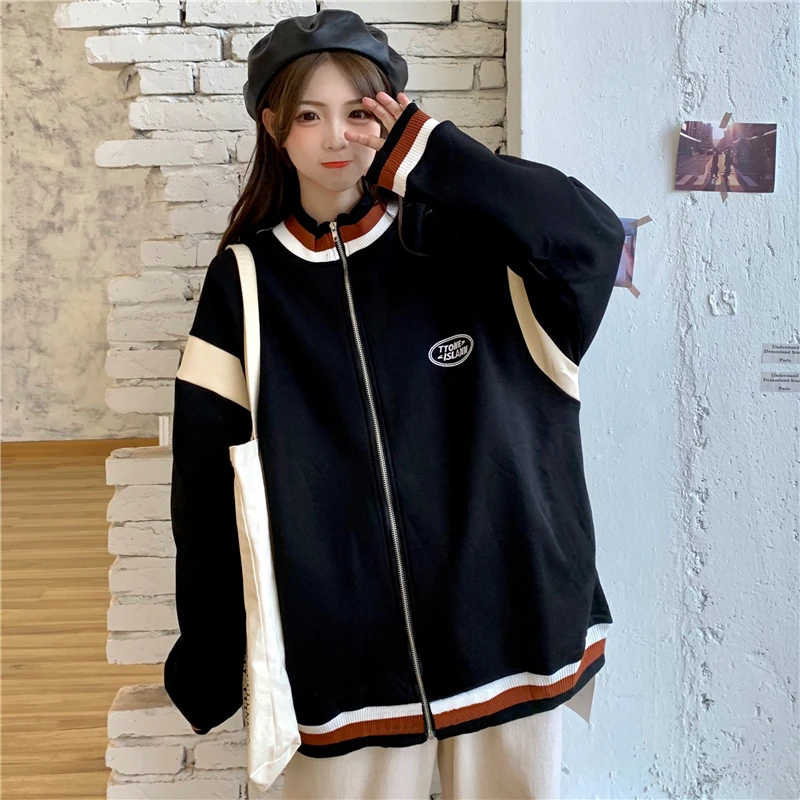 

Новинка Осень-зима 2021 куртка на молнии Женская куртка с длинными рукавами с вышивкой и надписью Женская толстовка