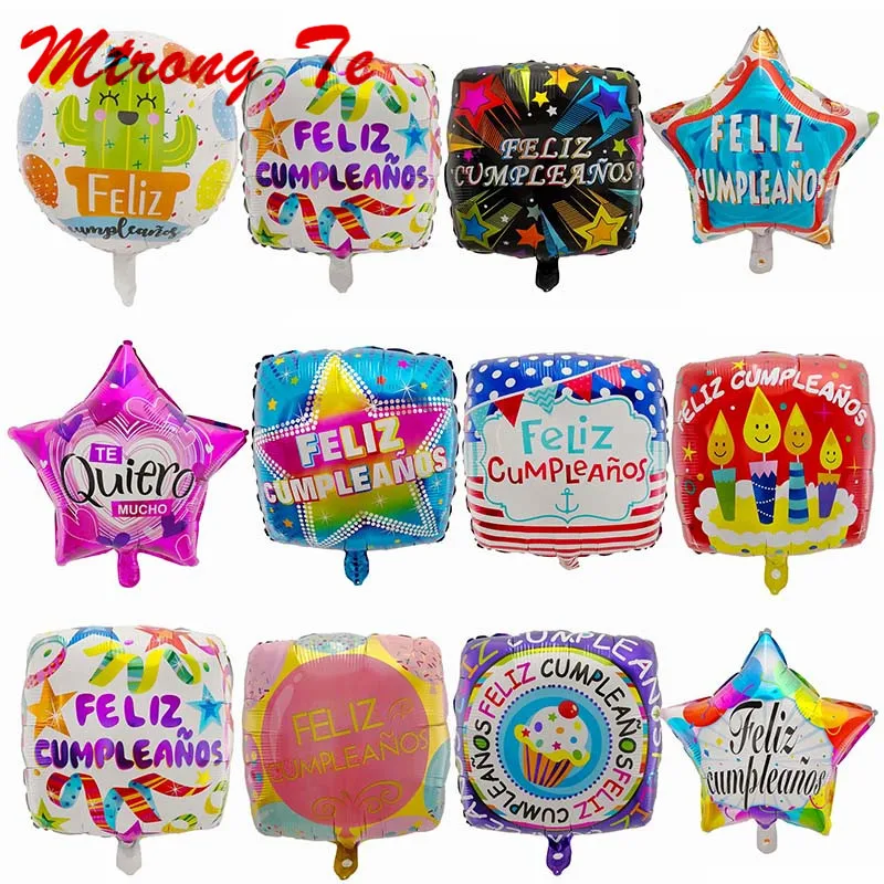 10 шт 18inch круглый Feliz cumpleaños испанский Happy День рождения Mylar Фольга воздушные шары с
