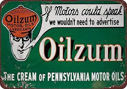 

Bar Pub Coffee House Sign Oilzum Motor Oil Rustic Vintage Retro Metal Sign 8" x 12"