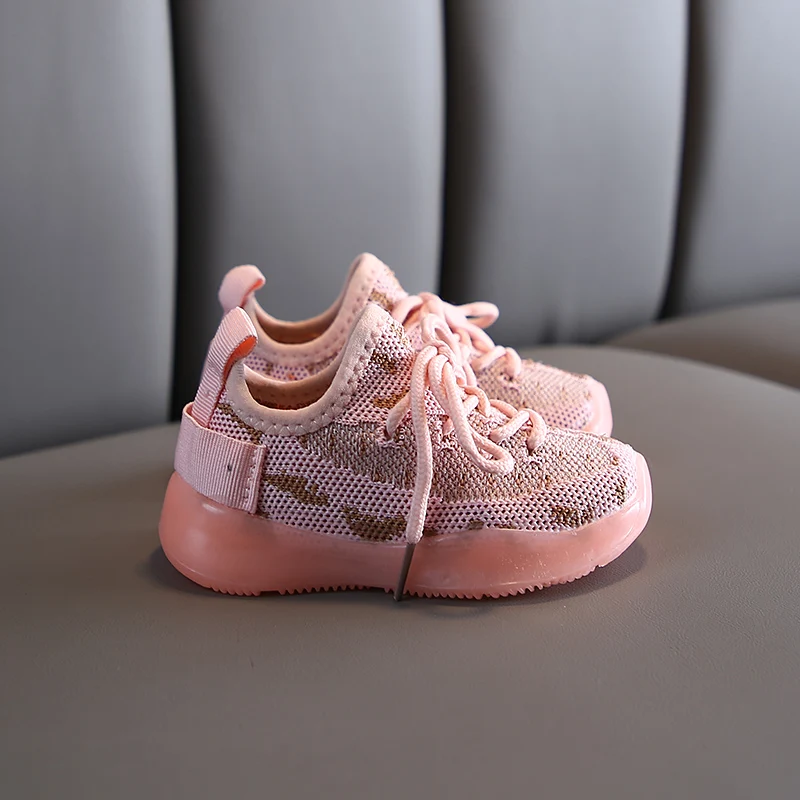 

Spring/Autumn Children Casual Shoes for Boys Girls Breathable Anti-Slip Striped Baby Shoes Luminous Sneakers Kids Soft Shoe