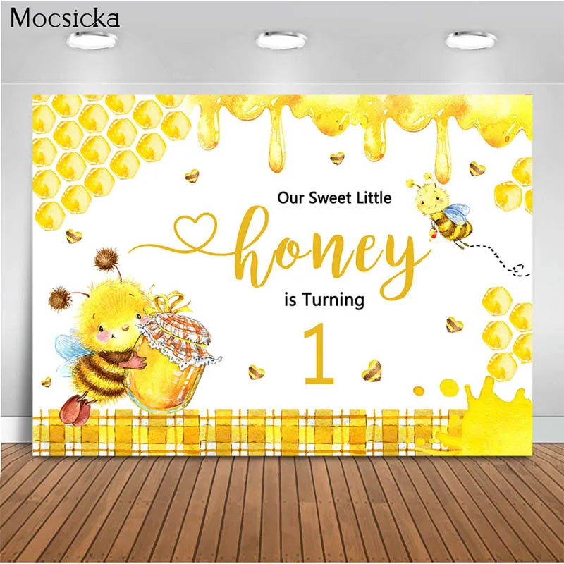 

Sweet Bee Themed Baby Shower Photo Background Photo Studio Little Bee Prince Princess Newborn Children Birthday Party Backdrop