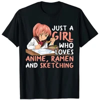 just a girl who loves anime ramen and sketching japan anime t shirt harajuku kpop tee tops