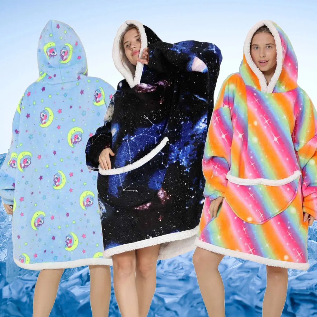 

Wearable Blanket Oversized Hoodies Sweatshirt Soft Warm Winter Hoodies Fleece Comfortable Flannel Plush TV Blanket Sweatshirt