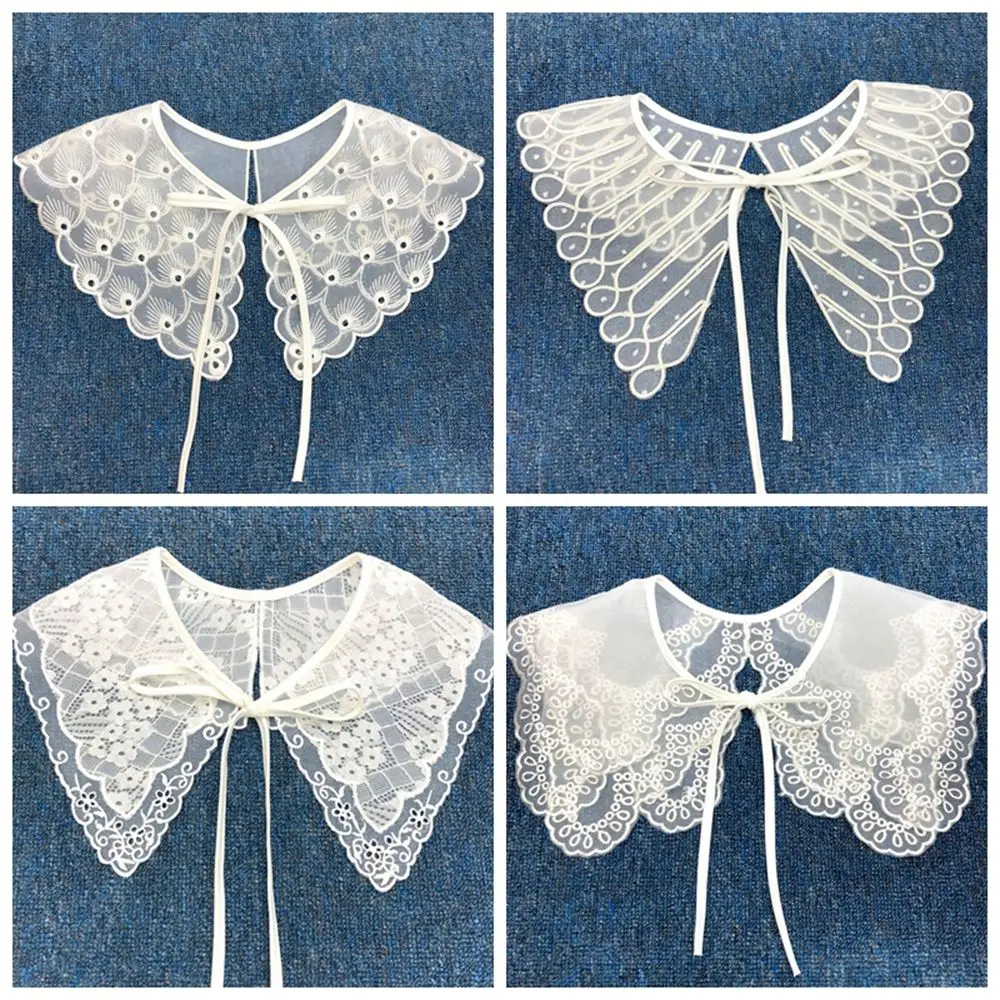

DIY Craft Supplies White Lace Fake Collar Blouse Detachable Collar For Women Clothes Accessories Vintage Ladies Shirt Collar