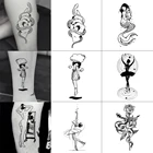 Водостойкая временная татуировка, 5 листов, татуировки в виде змеи, цветка, розы, черные, для боди-арта, руки, имитация татуировки
