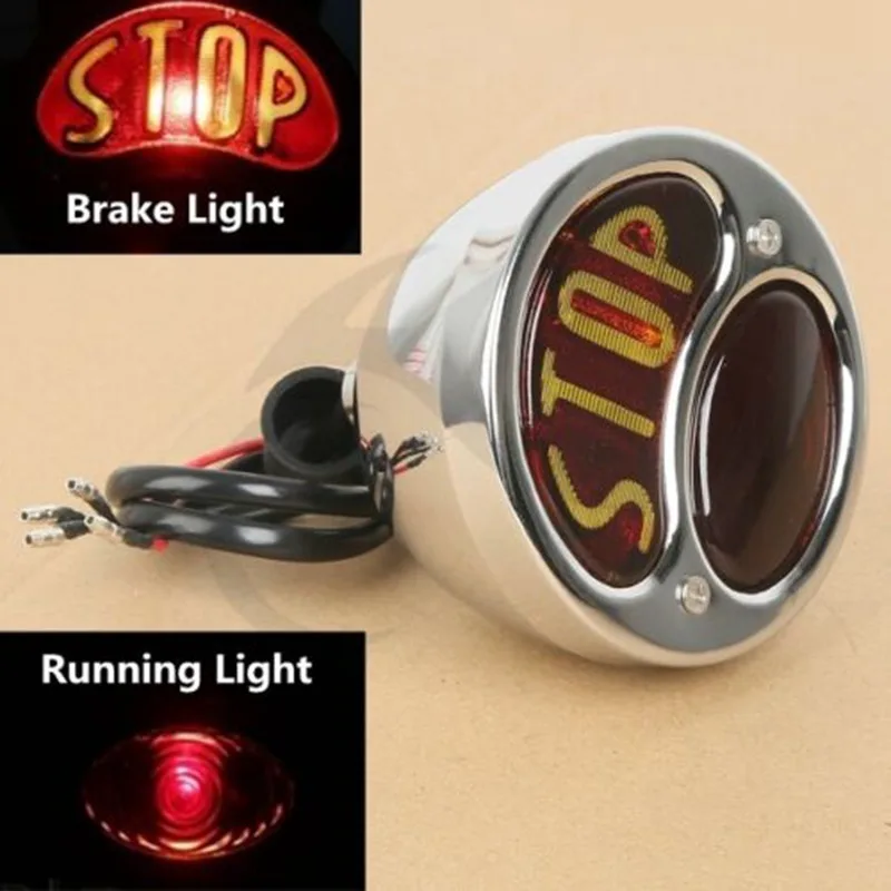 

Motorcycle STOP Black/Chrome Rear Brake Tail light For Harley Softail Sportster Roadster Cruiser Cafe Racer Bobber Chopper