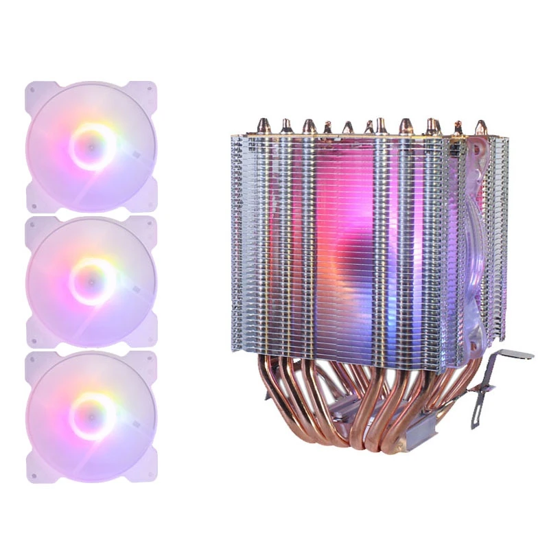 

6 Copper Tube CPU Radiator Chassis Fan Synchronous Lighting 1150AMD1366 2011 Crystal Lamp Single Fan+Chassis Fan