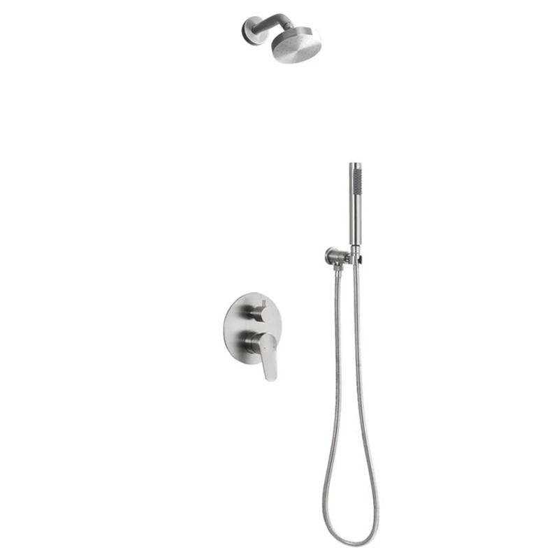 

Bathroom Rain Mixer Shower Set Wall Mounted Rainfall Shower Head System Stsinless Steel Hand Shower Faucet Kit Brushed Nickel