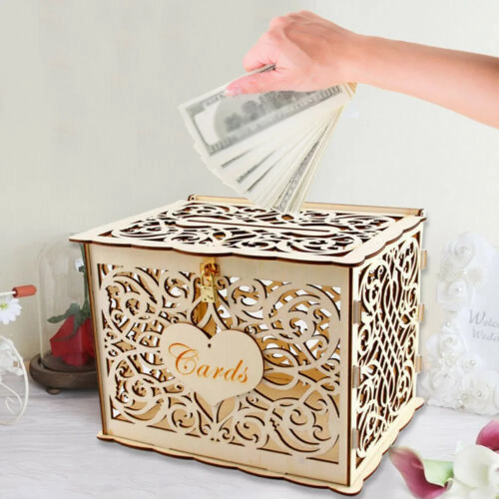 Деревянная коробка для денег желая колодца украшение карты 30*24*21 см поставки