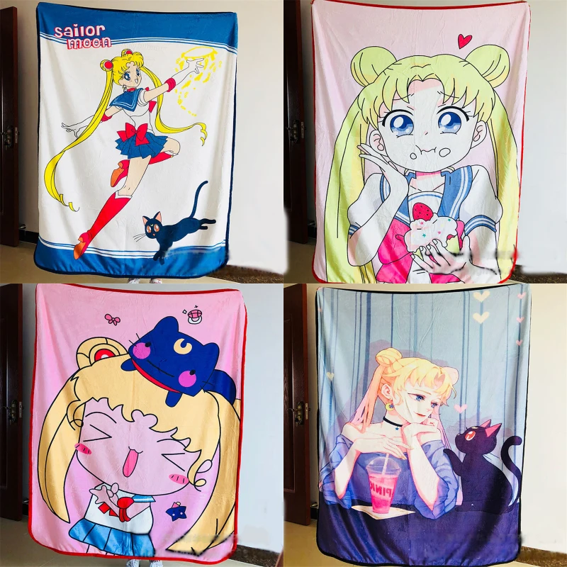 Мультяшное одеяло с котом Сейлор Мун из мультфильма Tsukino Usagi плюшевое теплое