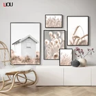 Тростник, цветок пшеницы, растения, природный пейзаж, Настенная картина, пейзаж, искусство, живопись на холсте, современные нордические минималистические плакаты