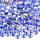 JUNAO SS6 8 10 16 20 30 темно Сапфир АВ горячей фиксации Украшенные стразами для маникюра, блестящие Самоцветы искусственные бриллианты с плоской задней частью, горячая фиксация камней для рукоделия