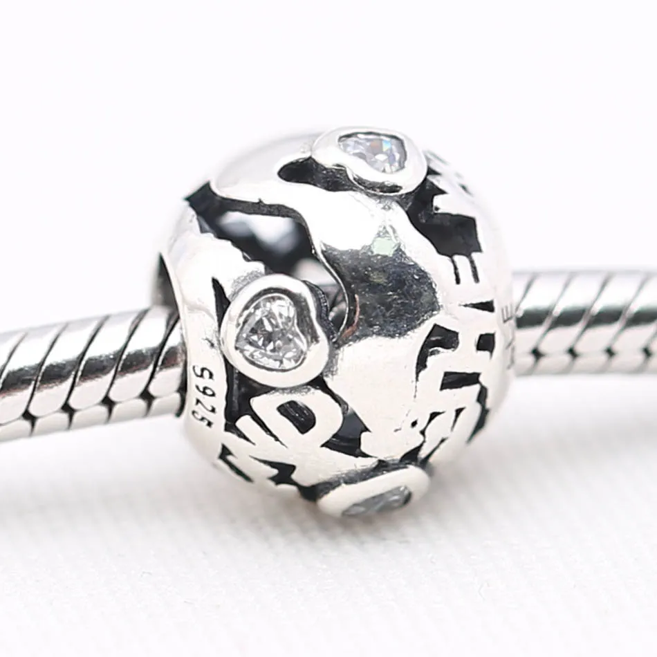Аутентичные S925 сделай сам ювелирное изделие в мире сердечка fit Pandora браслет для