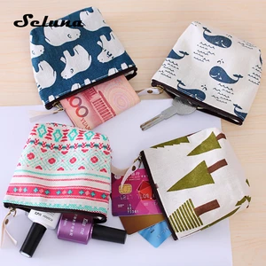 Мини-сумка для гигиенических салфеток с фламинго, Холщовый Кошелек для монет, держатель для кредитных карт, косметичка, органайзер, сумка для хранения, женский кошелек