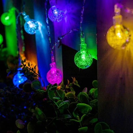 RGB 2,5 см Большой Хрустальный шар 1 м/2 м/3 м/5 м/10 м светодиодная гирлянда Сказочный светильник на батарейках Рождественский праздник свадебное украшение светильник s - Испускаемый цвет: RGB