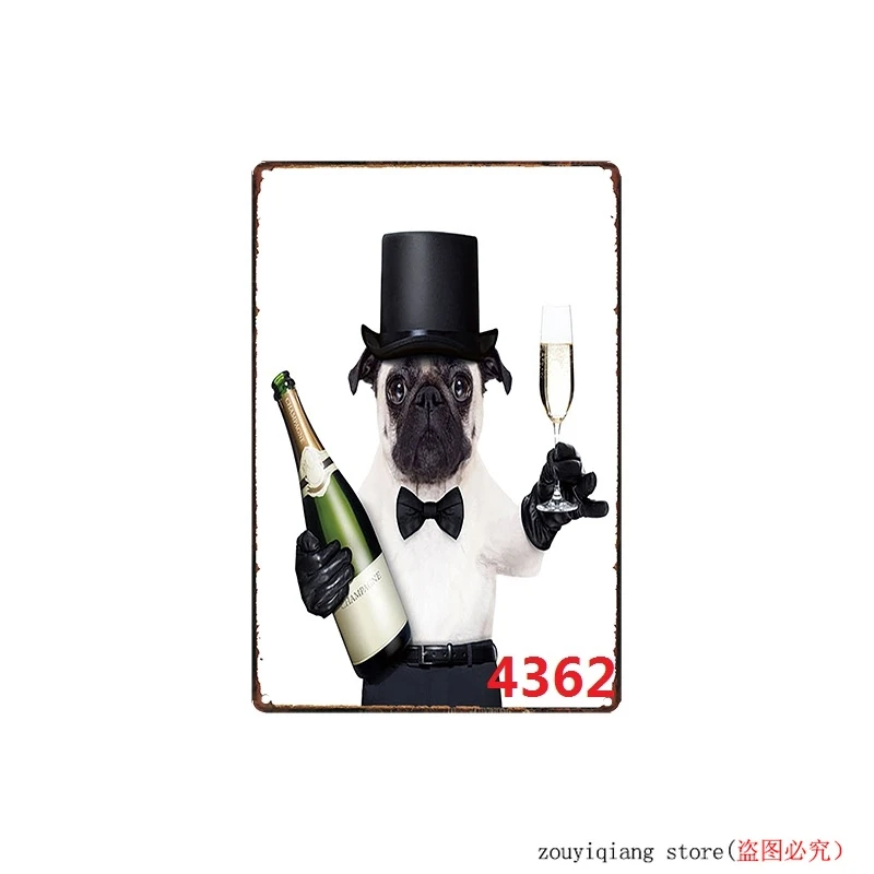 Винтажные жестяные знаки в виде мопса 20x30 см табличка со звездами для домашних