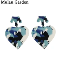 mg new fashion crown flower blue acrylic earring women acetic acid pendant statement heart leopard dangle earring resin jewelry