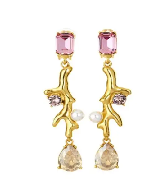 CSxjd роскошный дизайн форма коралла хрустальное ожерелье и серьги винтажные