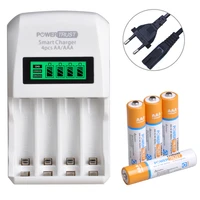 powertrust aa aaa ni mh ni cd battery and 4 slots lcd smart charger for aa aaa rechargeable batteries