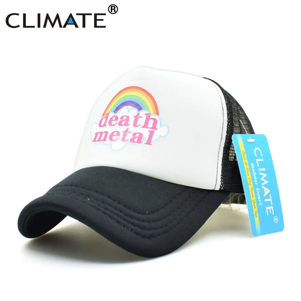 CLIMATE Death Metal Rock Trucker, кепка Rock, летняя кепка, металлическая Кепка Rock Fans, крутая сетчатая бейсболка, Мужская Радужная Кепка Trucker, кепка s, папа, Мужская кепка
