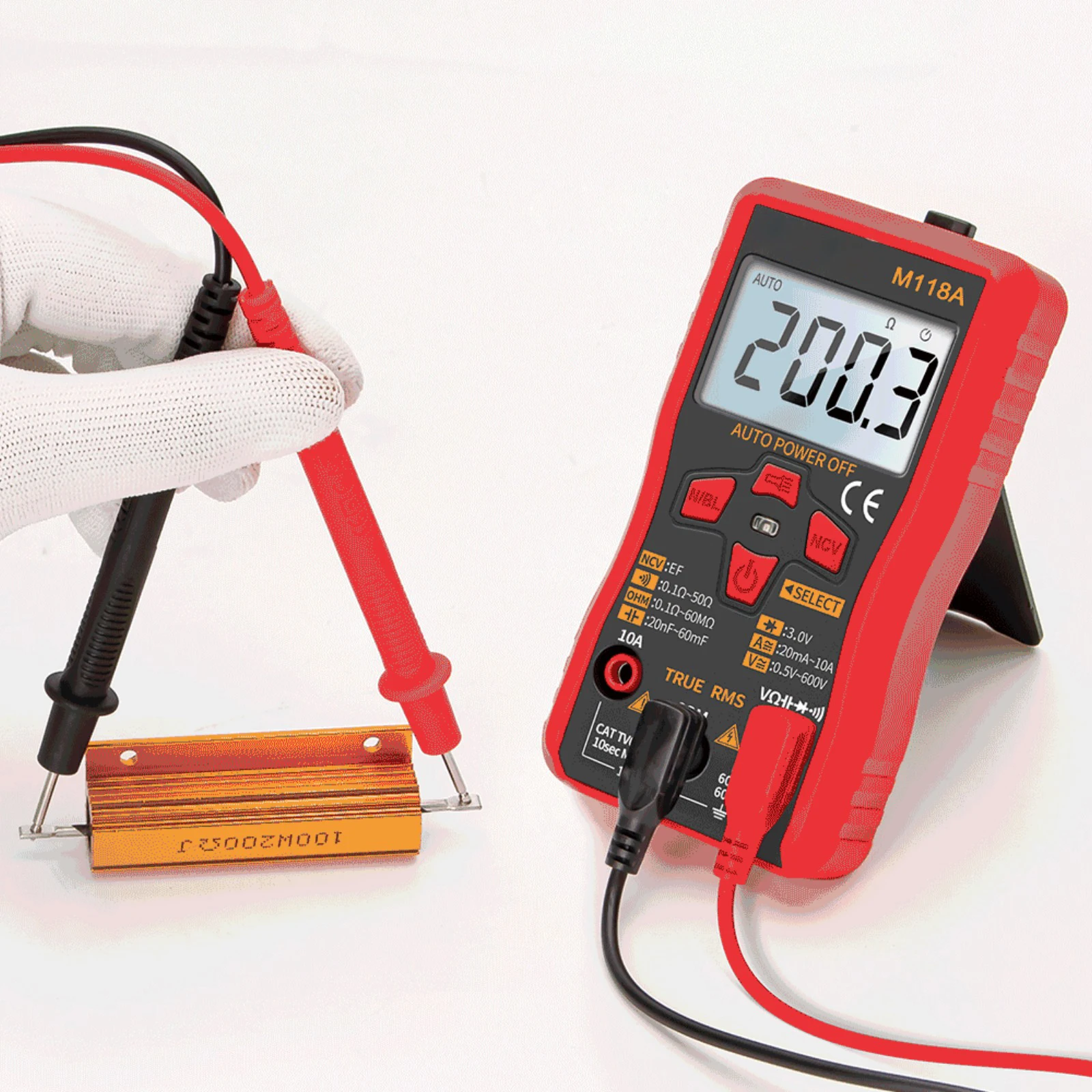 

M118A Mini Smart Tester Digital Multimeter with NCV Data Hold Flashlight 6000 Counts Auto Mmultimetro True Rms Tranistor Meter