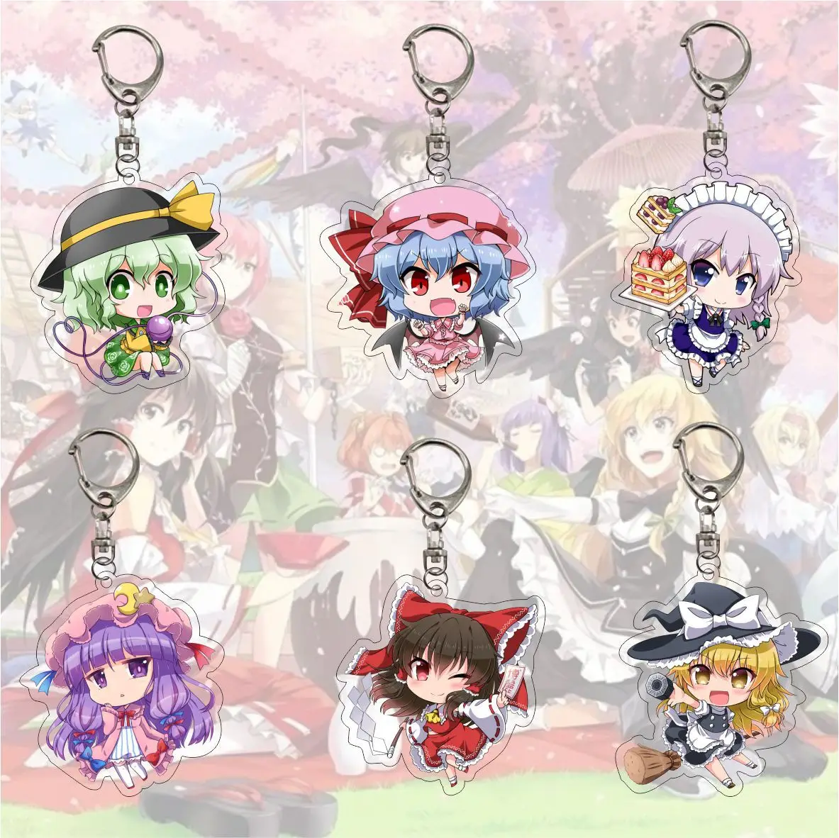 Брелок для ключей Kawaii Touhou Project Q Version акриловый брелок с фигурками аниме подвеска