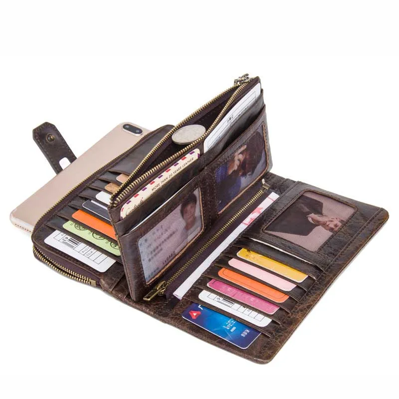 

Men's Wallet First Layer Leather Clutch Bag Leather Multifunction Vintage