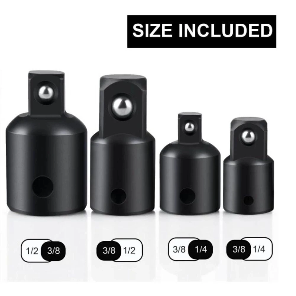 

4pcs 1/4 3/8 1/2 Drive Socket Adapter Converter Reducer Air Impact Craftsman Socket Wrench Adapter Hand Tools Set Repair Tools