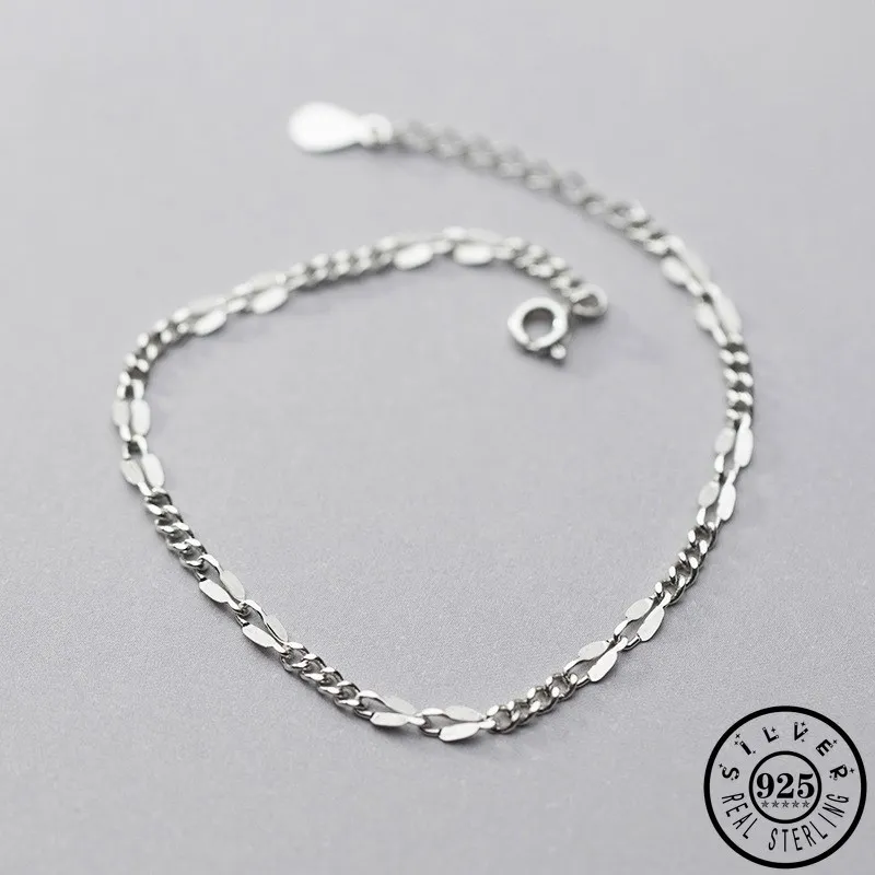 

925 Sterling Silver Minimalist Geometric Shape Hand Bracelet Hip Hop Statement Chain Bracelets Jewelry Gifts for Women