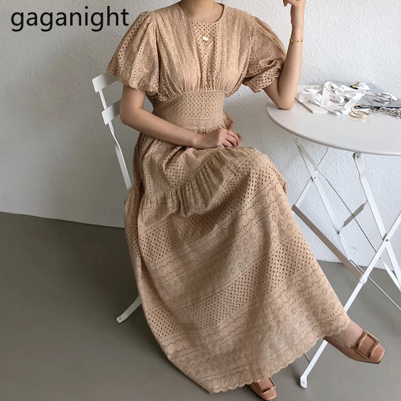 Женское кружевное ажурное платье Gaganight длинное облегающее с коротким рукавом и