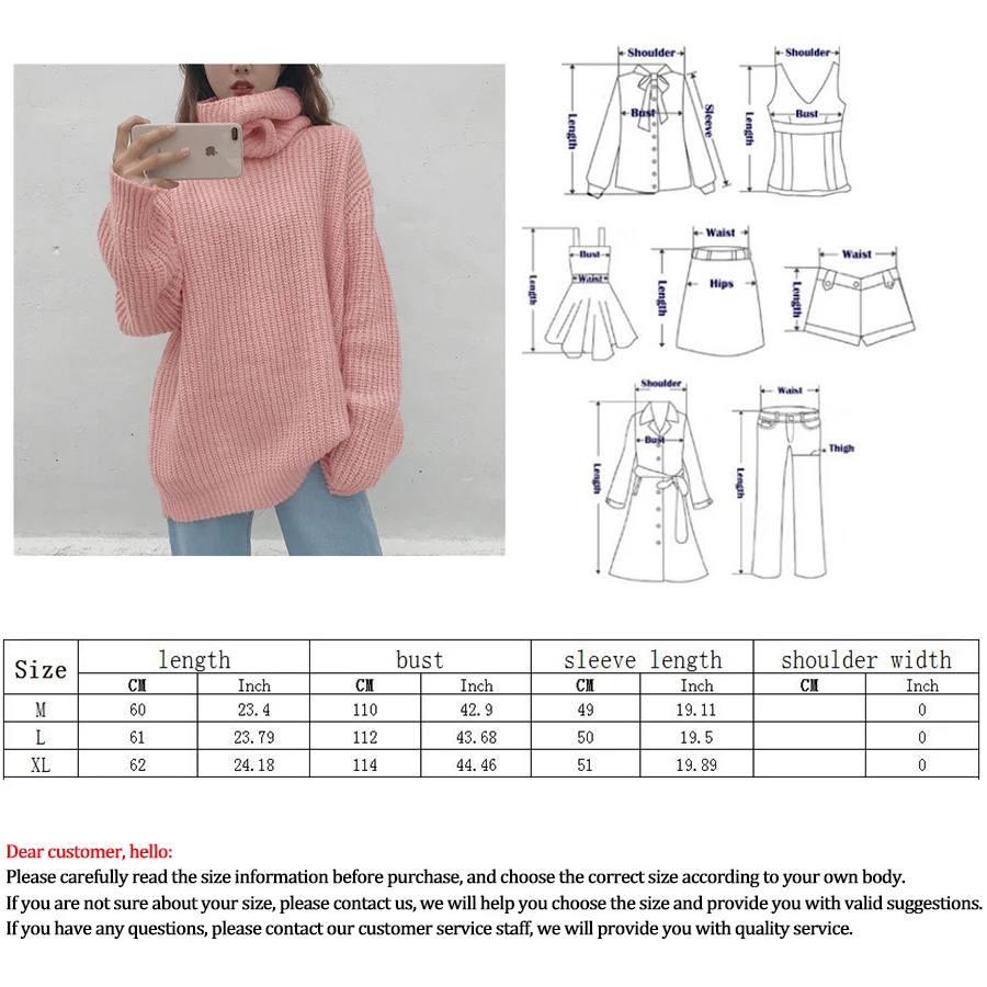 

High Neck Loose Women's Sweaters Simple Solid Long Sleeve Sweater Knitted Ladies Autumn Winter Warm Slim Pullover Women 2020