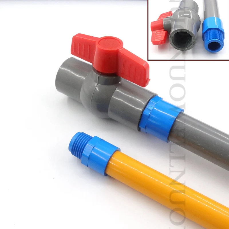 2pcs PVC 1/2" to 4'' Thread Connector 20/25~110mm Pipe Connectors Water Supply Tube Joint Garden Irrigation Fittings - купить по