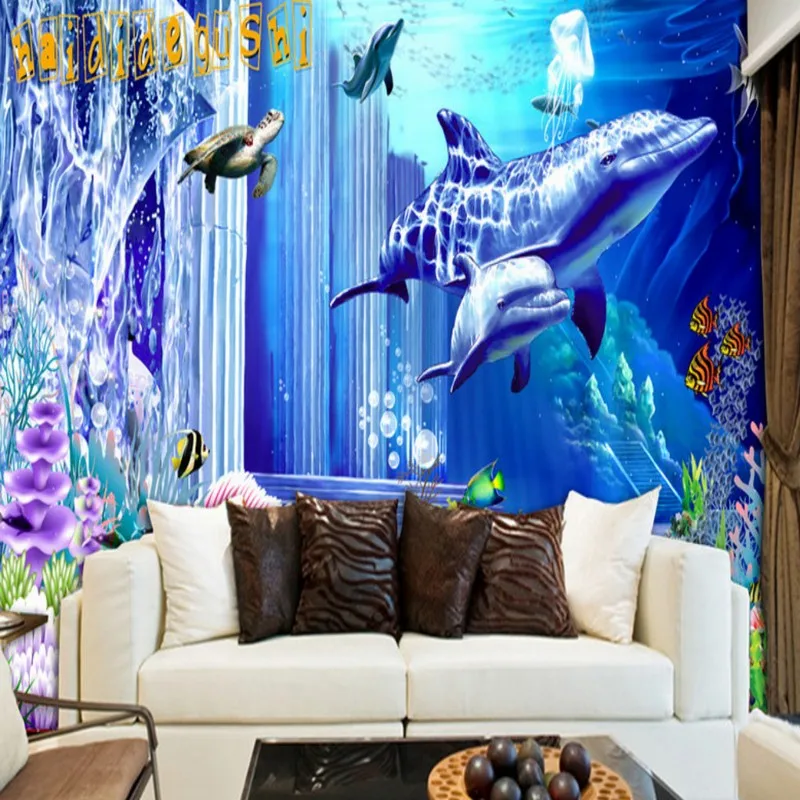 

Dropship Custom Photo Wallpaper 3D Underwater World Warm Children Room Cartoon Background Wall Mural Lobby Wallpaper Mural