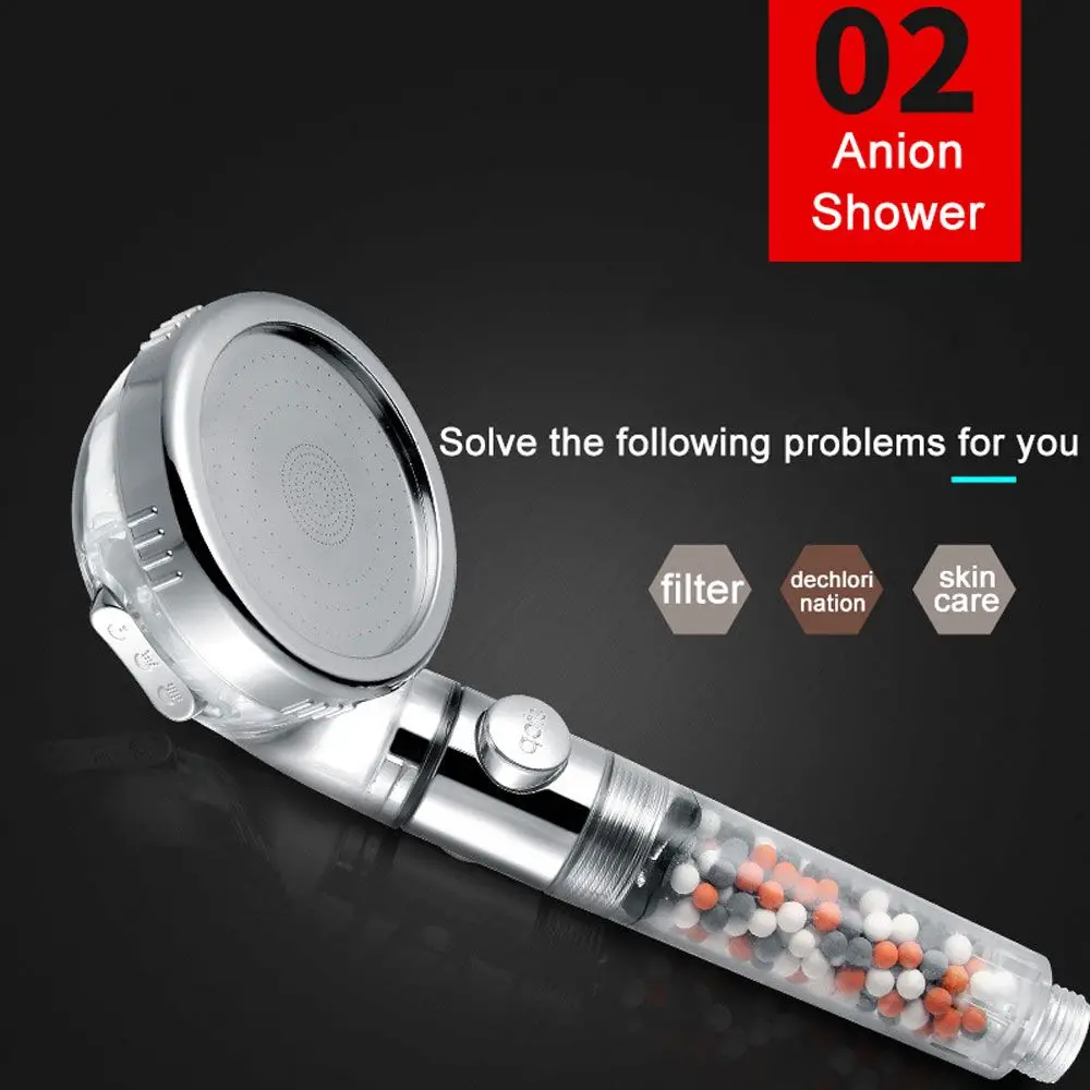 

New Pressurized Mineral Stones Spa Anion High Pressure Hand-Held Shower Head