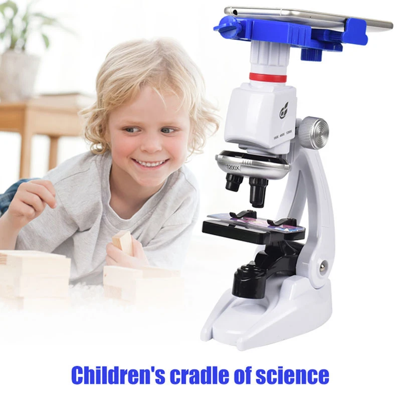 

Kids Microscope 100X 400X 1200X Monocular Biological Microscope Beginner Kid Student Science Lab Microscope With Phone Holder