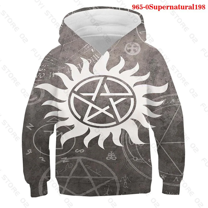 3D Supernatural Hoodie Kids Teens Funny Pullover Sweatershirt Casual Streetwear Boys Harajuku Hoodies | Мужская одежда
