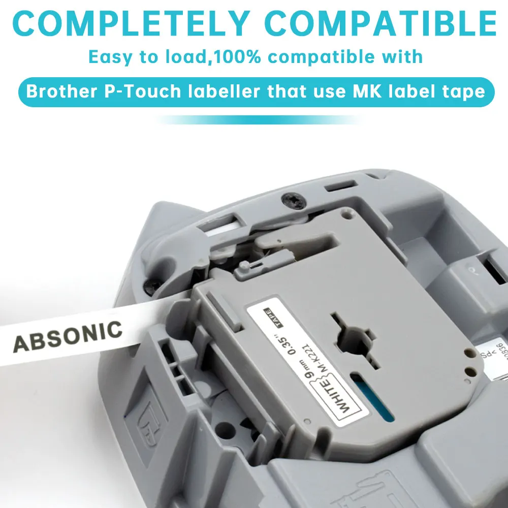 Absonic MK-521 черный на голубом 9 мм лента для маркировки заменитель Brother P-touch PT-M95 PT-65 PT-70
