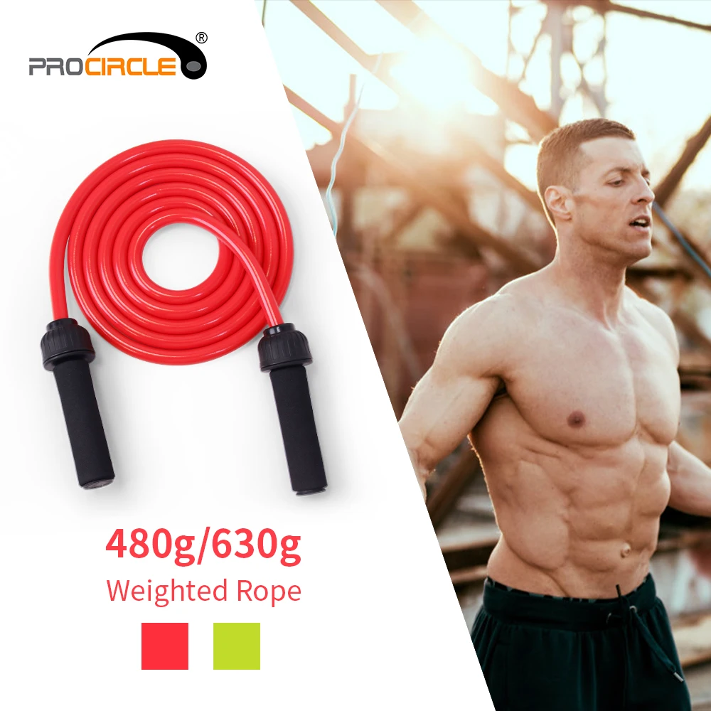 

Утяжеленная Скакалка Procircle, лучшая веревка для бокса, потери веса, фитнеса, тренировок, силы, регулируемая, 2,8 м, тяжелая скакалка