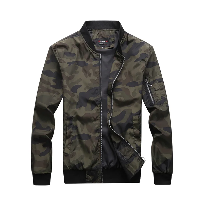 

New Camouflage Jacket Men Spring Autumn Mens Clothing Stand Collar Slim Camouflage Youth Male Bomber Jacket Big Size Men 7XL