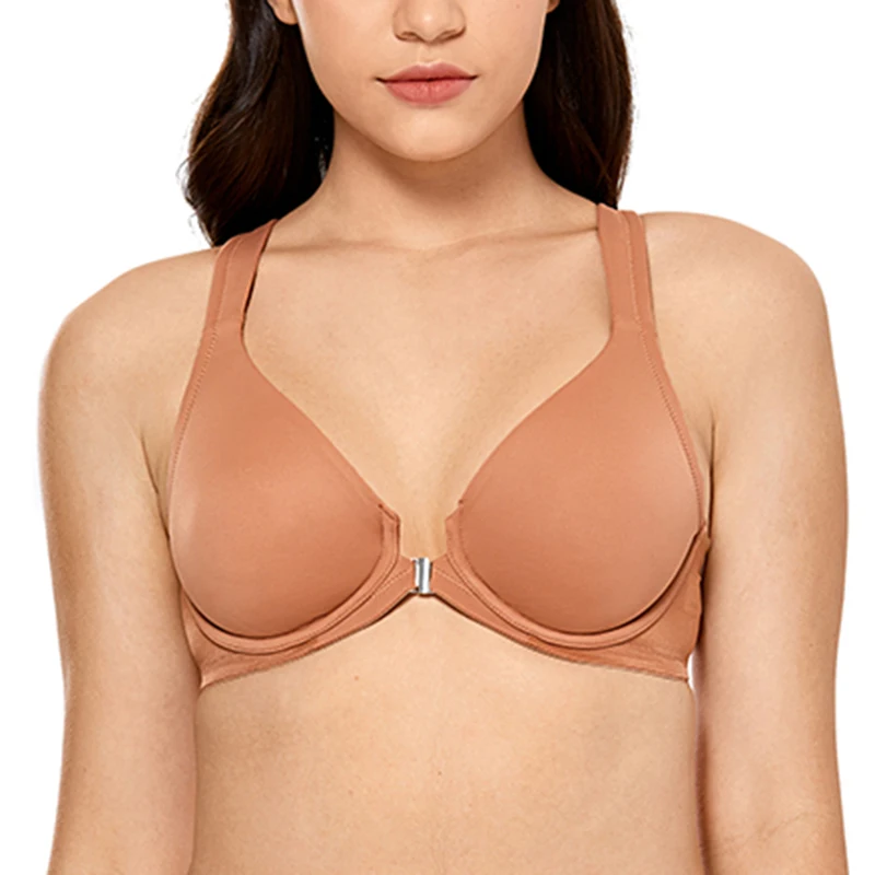 Женский косточках бюстгальтер с застежкой спереди размера плюс глубоким вырезом