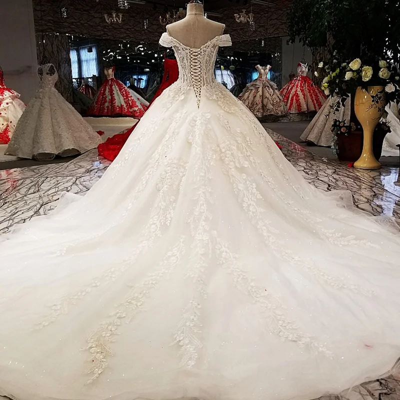 Бальное платье LS75278 свадебные платья 2020 с открытыми плечами со шнуровкой длинным