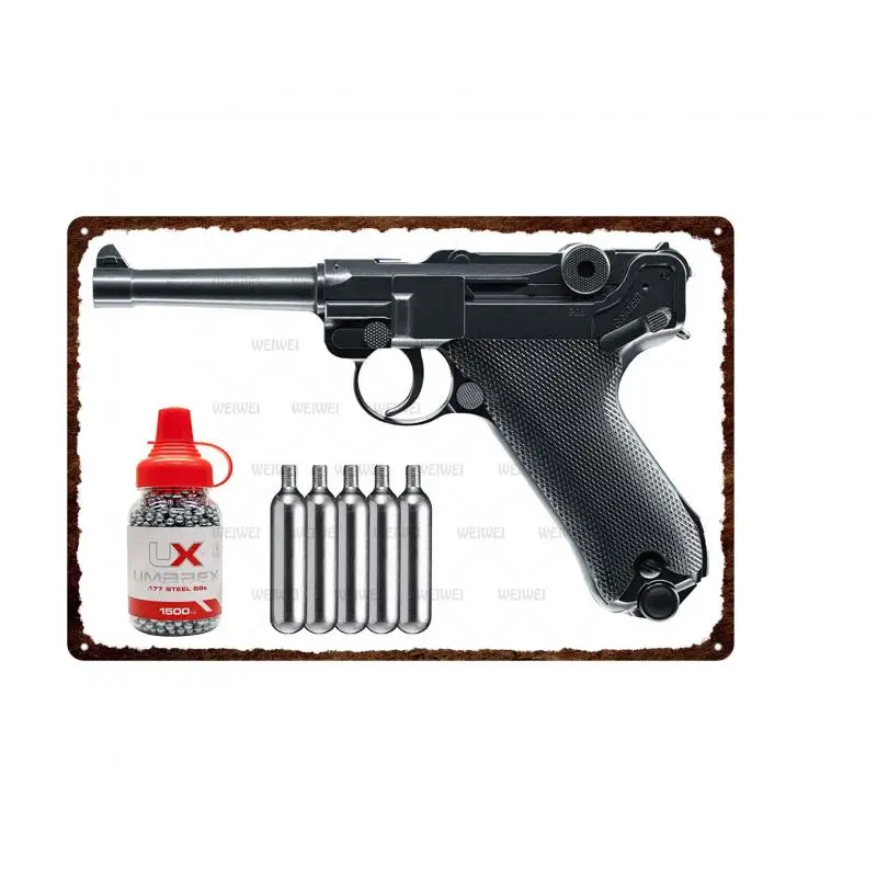

Metal Black Handgun Luger P-08-177 Air Pistol Metal Tin Sign Poster Plaque Bar Pub Club Art Tin Sign Wall Home Decoration
