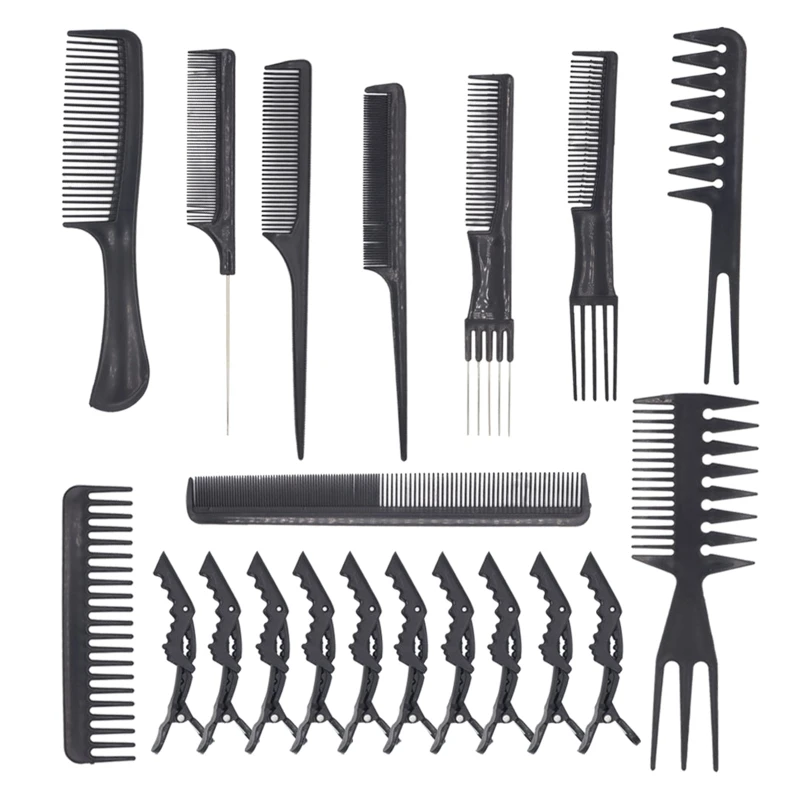 

Professional Salon Styling Comb Set 10 Pieces Hair Combs with Crocodile Clips 875C
