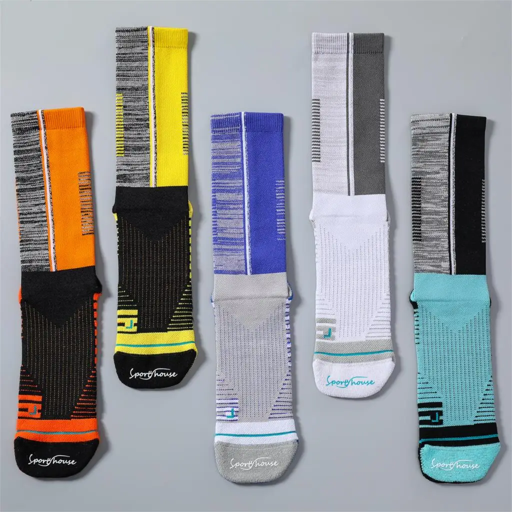 

3Pairs High Quality New Men Outdoor Professional Sports Elite Basketball Socks Compression Socks Cotton Towel Bottom Breathable