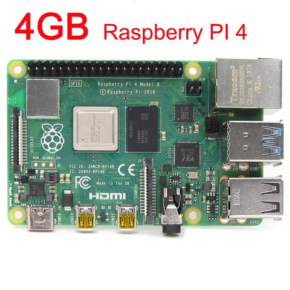 4GB SDRAM Raspberry Pi 4 Model B BCM2711 Cortex-A72 64-bit Quad core 1.5GHz SOC 2.4&amp5.0 GHz WiFi Bluetooth 5.0 PI 4B |