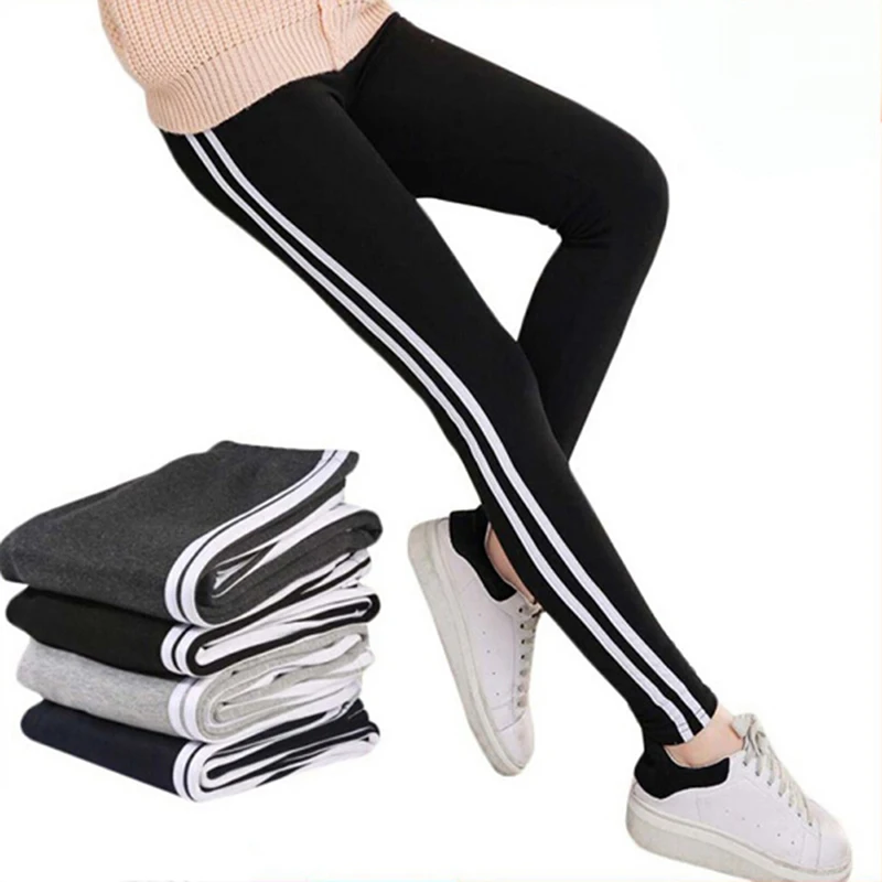 

New Black Women White Striped Yoga Pants Running Tights Sport Leggings Push Up Training Pants Fitness Gym Leggins Workout Pants