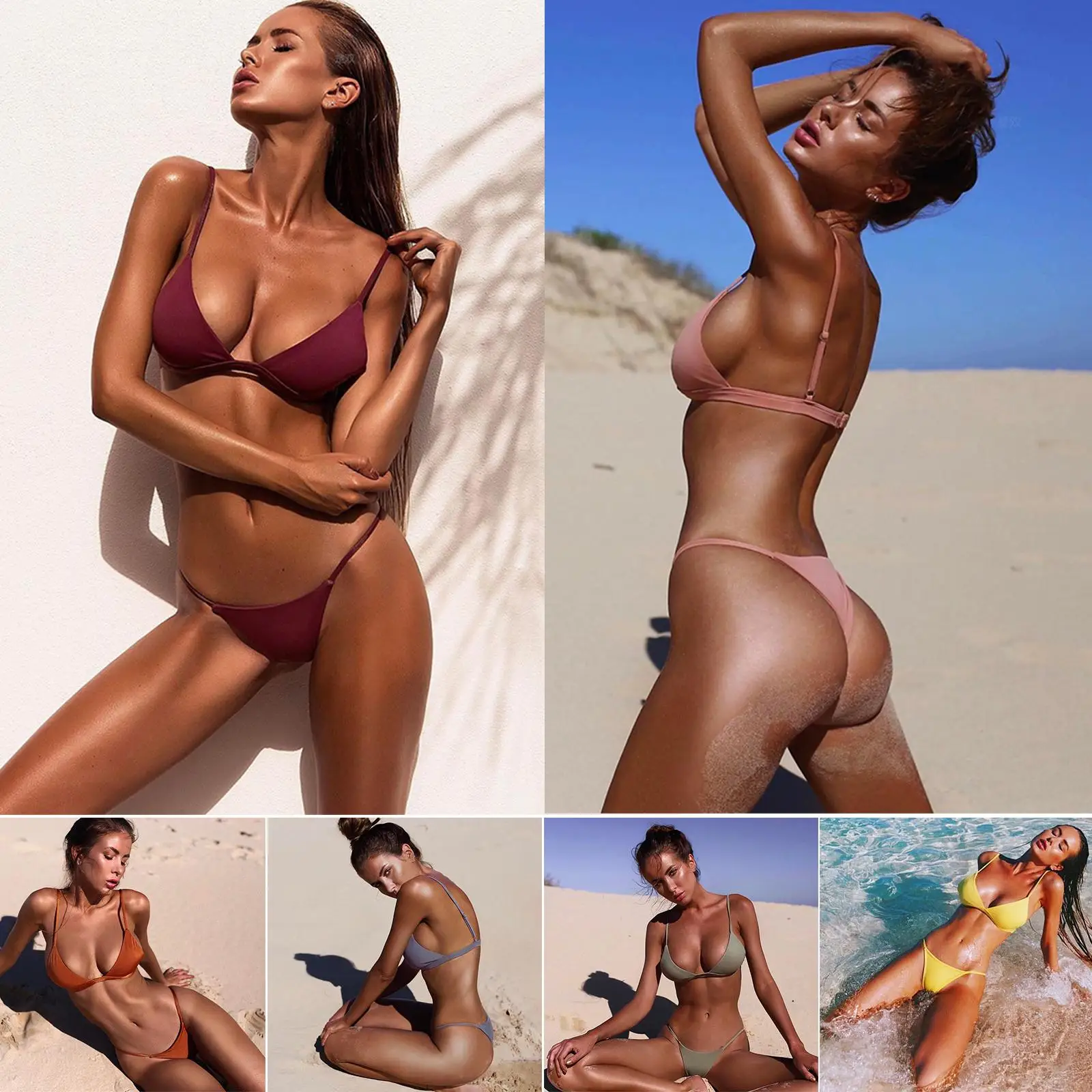 

Women's Bikini Set Solid Color Sexy Swimwear Two Piece Swimsuit Bathing Suit