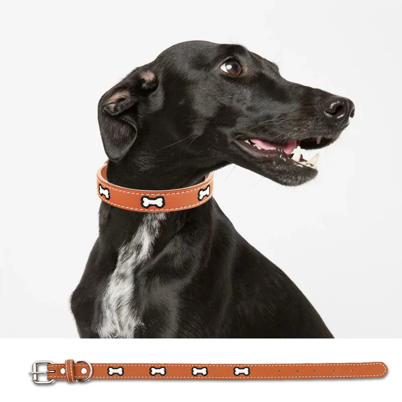 

Dog Collar Embroidered Dogs Adjustable PU Leather Collars for Dog Walking Cat Collar Collares De Perro Dogs Harness No Pull