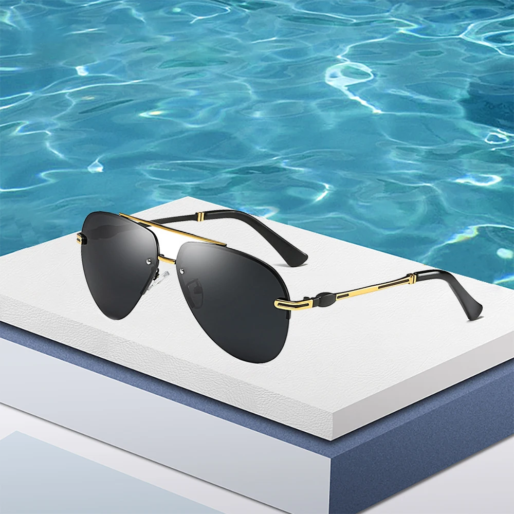 Новинка мужские солнцезащитные очки без оправы поляризационные для вождения